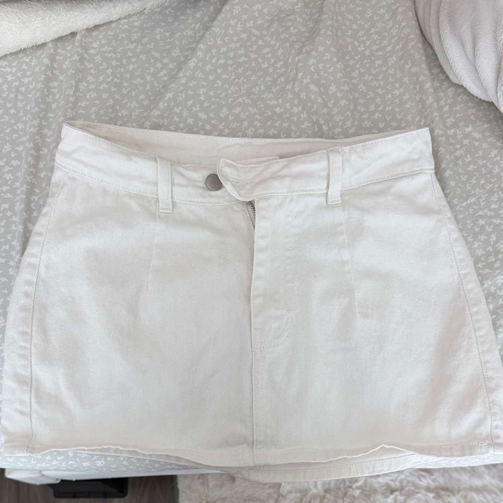 White Denim Mini Skirt